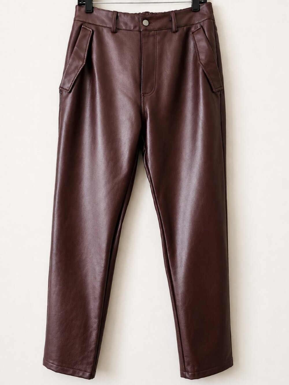 Forever 21 Men's Cocoa Slim Regular Stylish Faux Leather Pants SZ 33